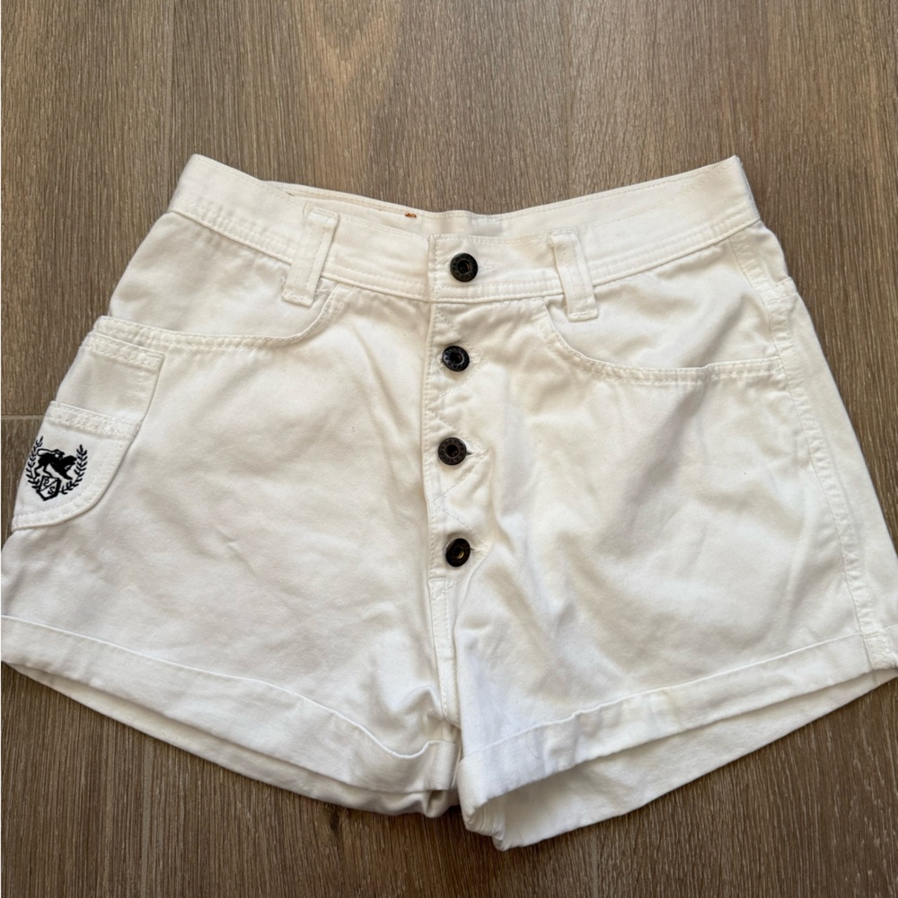 White Button-Up Parasuco Cotton Women's Shorts